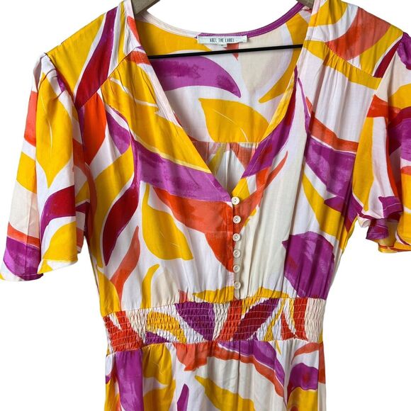 Abel The Label Anthropologie Womens Multicolor Floral High Low Swing Dress Small - Picture 3 of 6